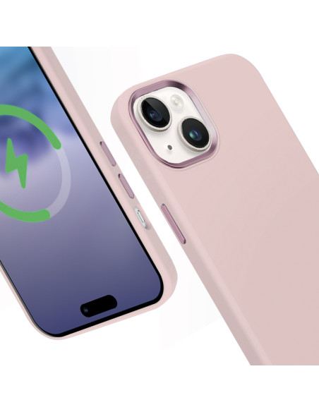 Etui Do iPhone 15 MagSafe Crong Color Cover Lux Magnetic Różowy