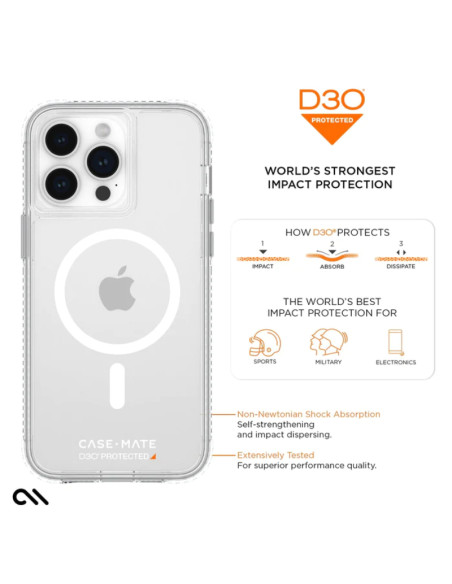 Etui Do iPhone 15 Pro Max Case-Mate Ultra Tough Plus D3O MagSafe Przezroczysty