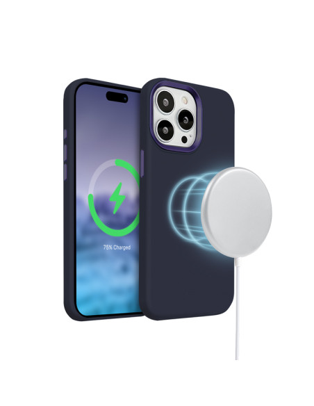 Etui Do iPhone 15 Pro Max MagSafe Crong Color Cover Lux Magnetic Niebieski