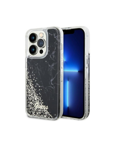 Etui Do iPhone 14 Pro Guess Liquid Glitter Marble Czarny