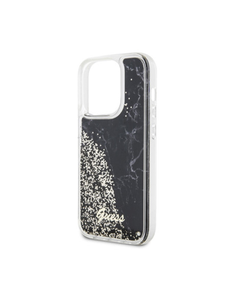 Etui Do iPhone 14 Pro Guess Liquid Glitter Marble Czarny