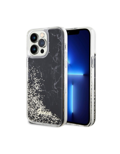 Etui Do iPhone 14 Pro Max Guess Liquid Glitter Marble Czarny