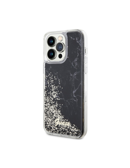Etui Do iPhone 14 Pro Max Guess Liquid Glitter Marble Czarny