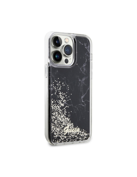 Etui Do iPhone 14 Pro Max Guess Liquid Glitter Marble Czarny