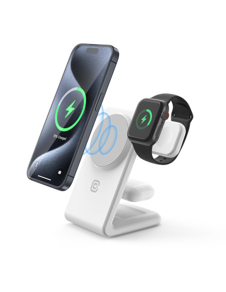 Ładowarka bezprzewodowa 3w1 z MagSafe do iPhone Crong MagSpot Pivot Stand