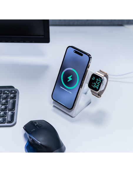 Ładowarka bezprzewodowa 3w1 z MagSafe do iPhone Crong MagSpot Pivot Stand