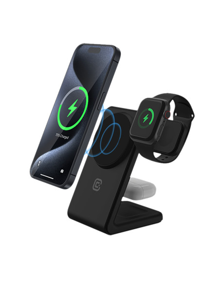 Ładowarka bezprzewodowa 3w1 z MagSafe do iPhone Crong MagSpot Pivot Stand