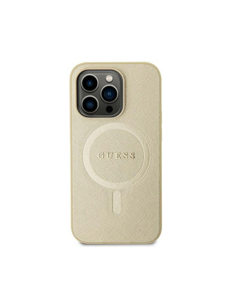 Etui Do iPhone 15 Plus Guess Saffiano MagSafe Złoty