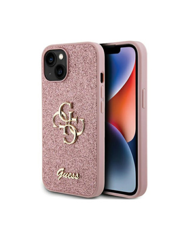 Etui Do iPhone 15 Plus Guess Glitter Script Big 4G Różowy