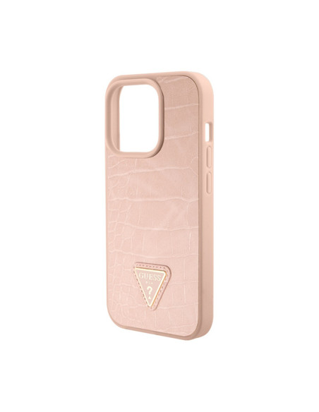 Etui Do iPhone 15 Pro Max Guess Croco Triangle Metal Logo Różowy