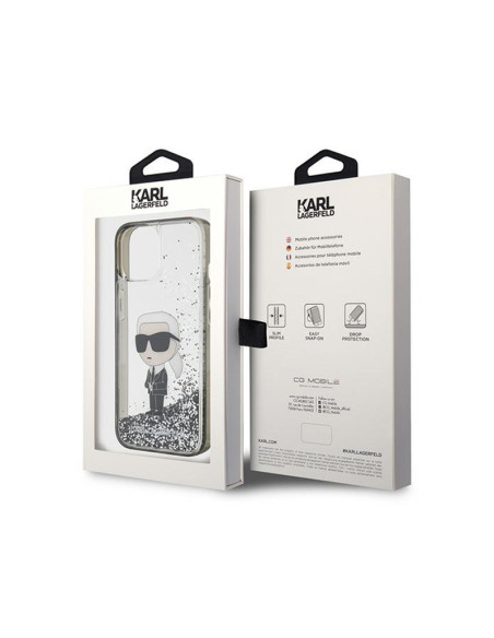 Etui Do iPhone 15 Karl Lagerfeld Liquid Glitter Ikonik Przezroczysty