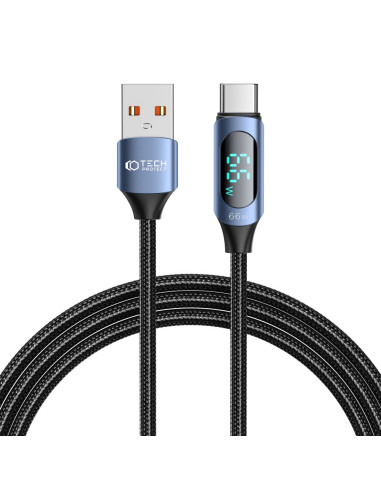 Kabel USB / USB-C Tech-Protect Ultraboost Led 66W/6A 200 cm Niebieski