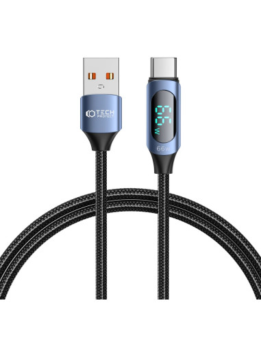 Kabel USB / USB-C Tech-Protect Ultraboost Led 66W/6A 100 cm Niebieski