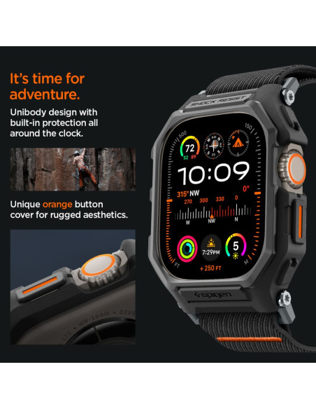 Pasek Do Apple Watch Ultra 49 mm Spigen Lite Fit ”Pro” Czarny Matowy