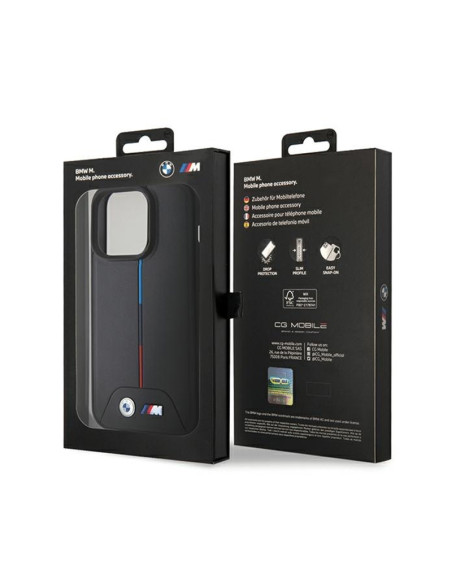 Etui Do iPhone 15 Pro BMW Quilted Tricolor MagSafe Czarny