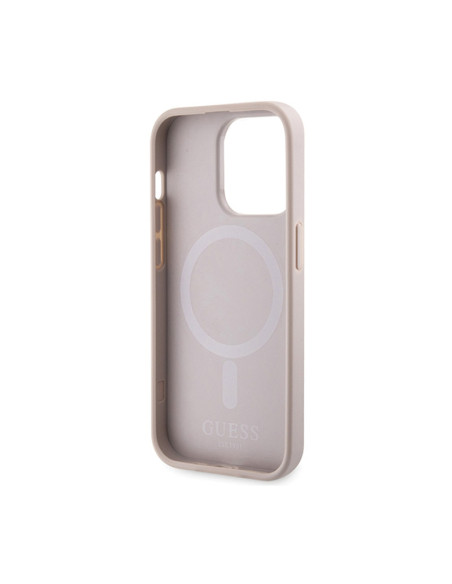 Etui Do iPhone 15 Pro Guess 4G Printed Stripes MagSafe Różowy