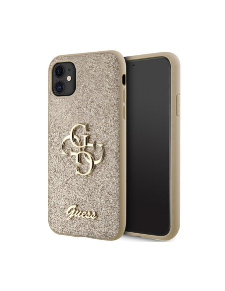 Etui Do iPhone 11 Guess Glitter Script Big 4G Złoty