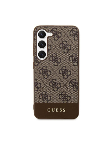 Etui Do Samsung Galaxy S24+ Guess 4G Bottom Stripe Metal Logo Collection Brązowy