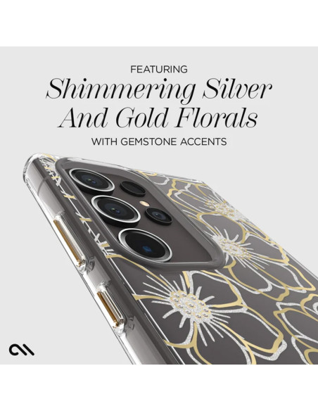 Etui Do Samsung Galaxy S24 Ultra Case-Mate Floral Gems Złoty