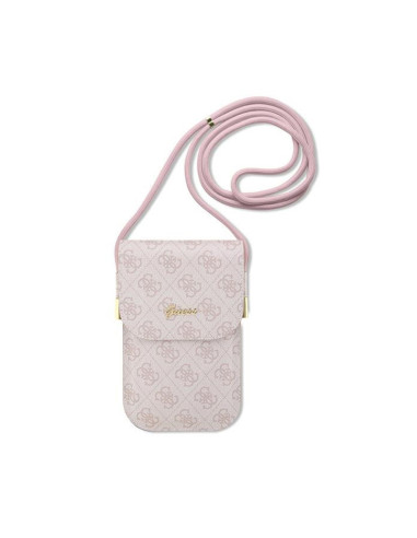 Torebka crossbody na telefon Guess 4G Metal Script Logo Różowy