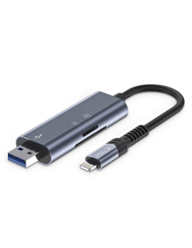Czytnik kart SD / Micro SD / Lightning / USB Tech-Protect Ultraboost Szary