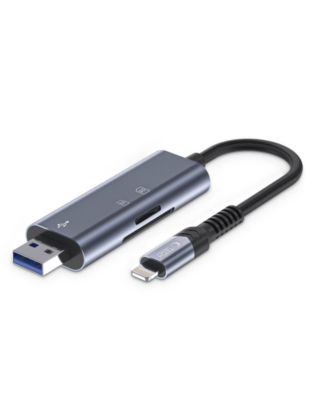 Czytnik kart SD / Micro SD / Lightning / USB Tech-Protect Ultraboost Szary