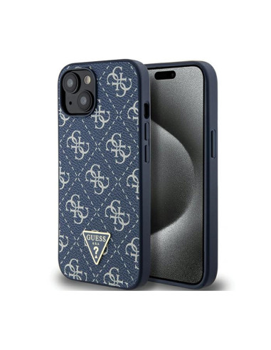 Etui Do iPhone 15 Plus Guess 4G Triangle Metal Logo Niebieski