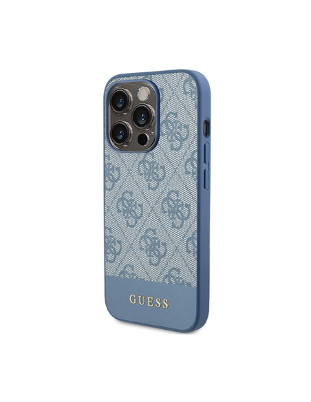Etui Do iPhone 15 Pro Guess 4G Bottom Stripe Metal Logo Collection Niebieski