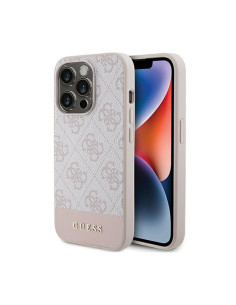 Etui Do iPhone 15 Pro Guess 4G Bottom Stripe Metal Logo Collection Różowy
