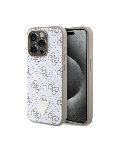 Etui Do iPhone 15 Pro Max Guess 4G Triangle Metal Logo Biały