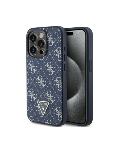 Etui Do iPhone 15 Pro Max Guess 4G Triangle Metal Logo Niebieski