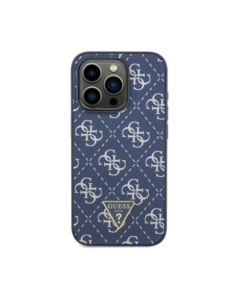 Etui Do iPhone 15 Pro Guess 4G Triangle Metal Logo Niebieski