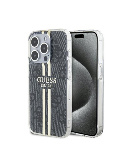 Etui Do iPhone 15 Pro Guess IML 4G Gold Stripe Czarny