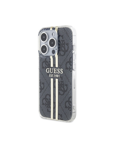 Etui Do iPhone 15 Pro Guess IML 4G Gold Stripe Czarny