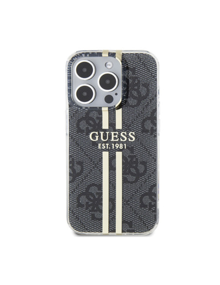 Etui Do iPhone 15 Pro Guess IML 4G Gold Stripe Czarny