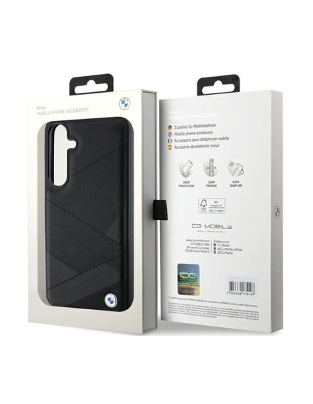 Etui Do Samsung Galaxy S24+ BMW Signature Leather Crossing Lines Pattern Czarny