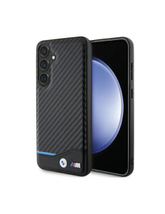 Etui Do Samsung Galaxy S24+ BMW Leather Carbon Blue Line Czarny