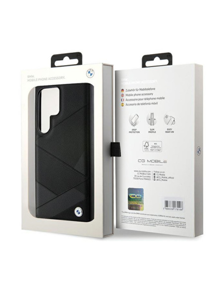 Etui Do Samsung Galaxy S24 Ultra BMW Signature Leather Crossing Lines Pattern Czarny