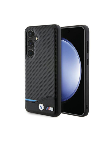 Etui Do Samsung Galaxy S24 BMW Leather Carbon Blue Line Czarny