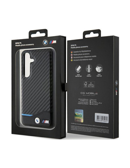 Etui Do Samsung Galaxy S24 BMW Leather Carbon Blue Line Czarny