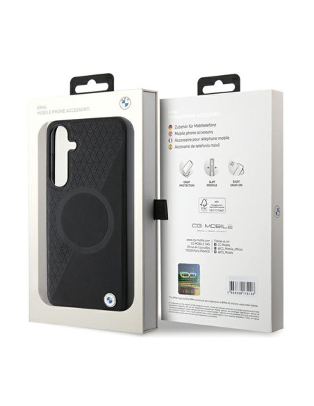 Etui Do Samsung Galaxy S24 BMW Leather Half Textured & Circle MagSafe Czarny