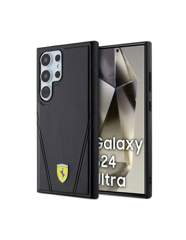Etui Do Samsung Galaxy S24 Ultra Ferrari Hot Stamp V Lines MagSafe Czarny
