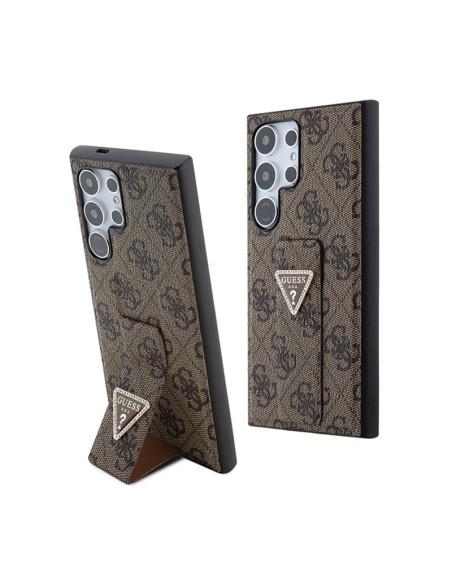 Etui Do Samsung Galaxy S24 Ultra Guess Grip Stand 4G Triangle Strass Logo Brązowy