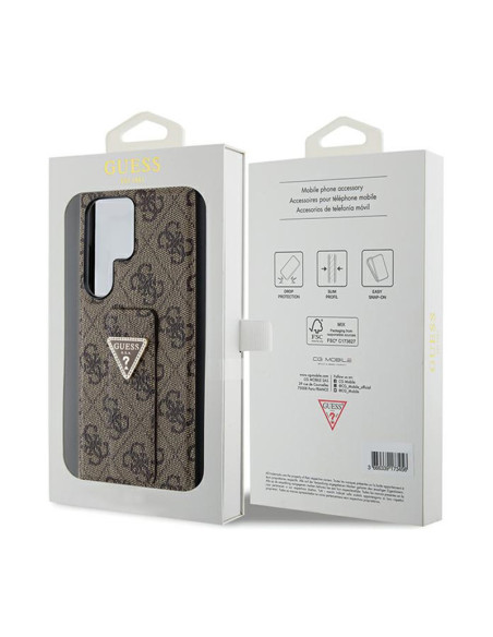 Etui Do Samsung Galaxy S24 Ultra Guess Grip Stand 4G Triangle Strass Logo Brązowy