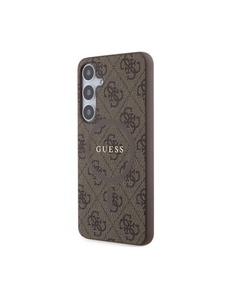 Etui Do Samsung Galaxy S24+ Guess 4G Collection Leather Metal Logo MagSafe Brązowy