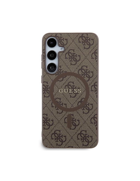 Etui Do Samsung Galaxy S24+ Guess 4G Collection Leather Metal Logo MagSafe Brązowy