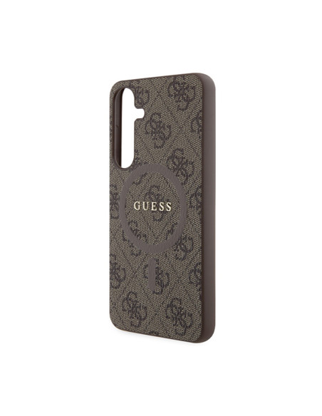 Etui Do Samsung Galaxy S24+ Guess 4G Collection Leather Metal Logo MagSafe Brązowy