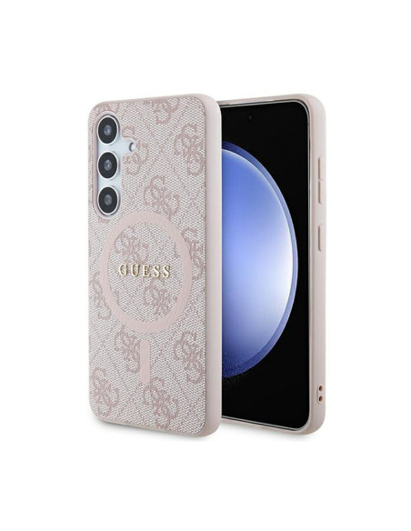 Etui Do Samsung Galaxy S24 Guess 4G Collection Leather Metal Logo MagSafe Różowy