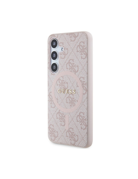 Etui Do Samsung Galaxy S24 Guess 4G Collection Leather Metal Logo MagSafe Różowy