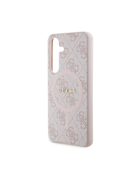 Etui Do Samsung Galaxy S24 Guess 4G Collection Leather Metal Logo MagSafe Różowy